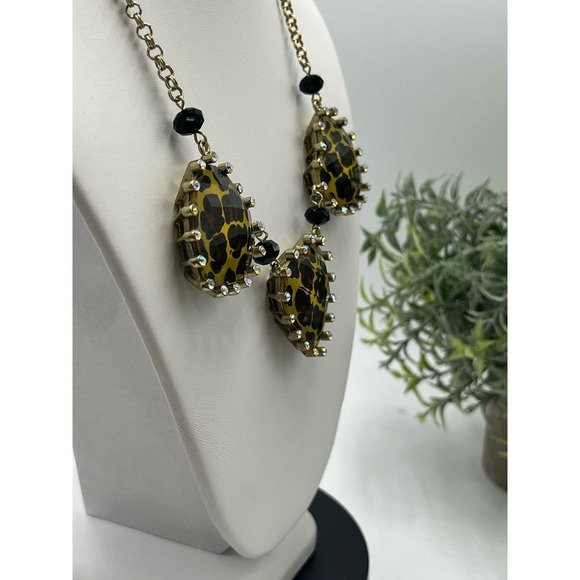 Betsey Johnson Triple Heart Animal Print AB Rhinestone Necklace new - Picture 11 of 14